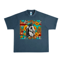 Midnight Navy Aztec Sunflowers Horse Urban Heavy Tee - LillyAllenDesigns