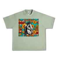 Oil Green Aztec Sunflowers Horse Urban Heavy Tee - LillyAllenDesigns