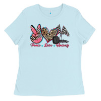 Baby Blue peace love racing Ladies Tee - Zillion Design Studio