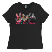 Black peace love racing Ladies Tee - Zillion Design Studio