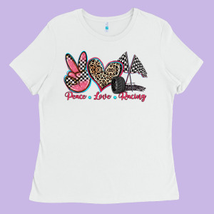 Peace Love Racing Ladies Tee Designed By Zillion Design Studio