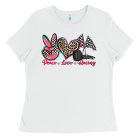 White peace love racing Ladies Tee - Zillion Design Studio