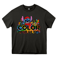 Asphalt color outside the lines autism stitch Heavy Core Tee - Zillion Design Studio