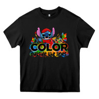 Black color outside the lines autism stitch Heavy Core Tee - Zillion Design Studio