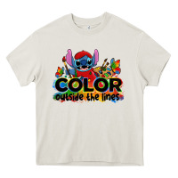 Cream color outside the lines autism stitch Heavy Core Tee - Zillion Design Studio