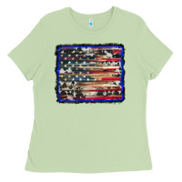 Matcha american flag with cowhide background Ladies Tee - RanaPortraitStore