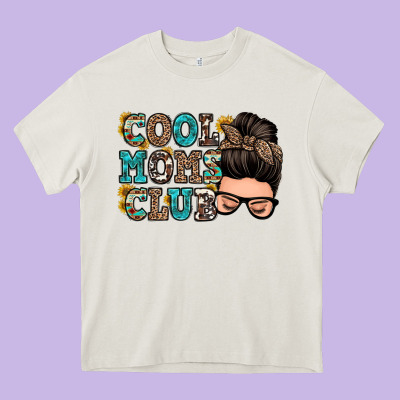 Cool Moms Club Messy Bun Heavy Core Tee Designed By Zillion Design Studio