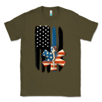 Army Green ems american flag Classic Tee - MaliasSmallBusiness