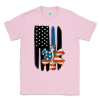 Bubblegum Pink ems american flag Classic Tee - MaliasSmallBusiness