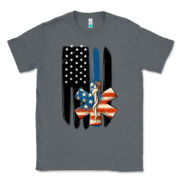 Charcoal Heather ems american flag Classic Tee - MaliasSmallBusiness