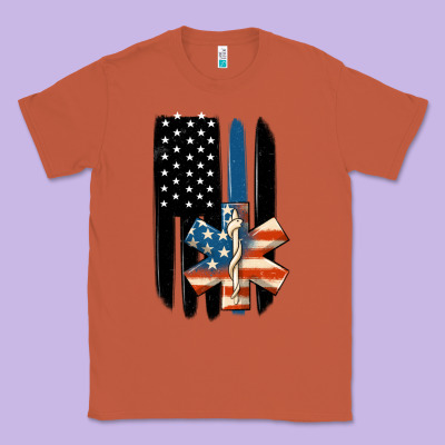 Ems American Flag Classic Tee Designed By Maliassmallbusiness