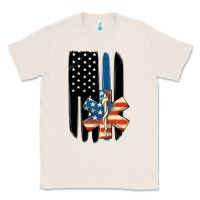 Natural ems american flag Classic Tee - MaliasSmallBusiness