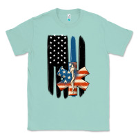 Seafoam ems american flag Classic Tee - MaliasSmallBusiness