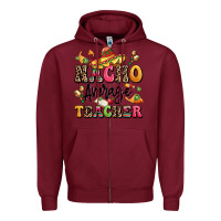 Burgundy nacho average teacher Zipper Hoodie - LillyAllenDesigns