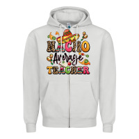 Dove Grey nacho average teacher Zipper Hoodie - LillyAllenDesigns