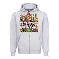 Heather Grey nacho average teacher Zipper Hoodie - LillyAllenDesigns