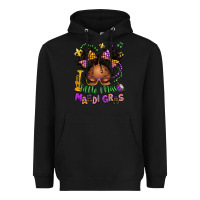 Black little miss mardi gras afro messy bun kid Heavyweight Hoodie - texasbilliewilder