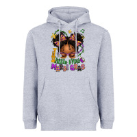 Heather Grey little miss mardi gras afro messy bun kid Heavyweight Hoodie - texasbilliewilder