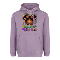 Lavender little miss mardi gras afro messy bun kid Heavyweight Hoodie - texasbilliewilder