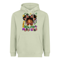 Little Miss Mardi Gras Afro Messy Bun Kid Heavyweight Hoodie | Teevron