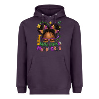 Plum little miss mardi gras afro messy bun kid Heavyweight Hoodie - texasbilliewilder