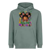 Sage little miss mardi gras afro messy bun kid Heavyweight Hoodie - texasbilliewilder
