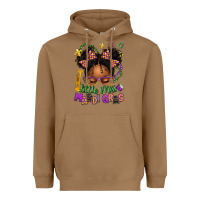 Toasted Coconut little miss mardi gras afro messy bun kid Heavyweight Hoodie - texasbilliewilder
