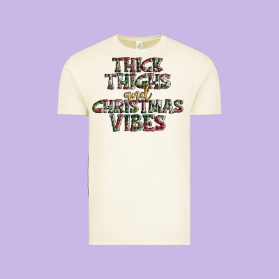 Thick Thighs And Christmas Vibes Vintage Tee Designed By Adodesignshop