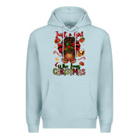 Blue Mist just a girl who loves christmas afro messy bun Premium Hoodie - texasbilliewilder