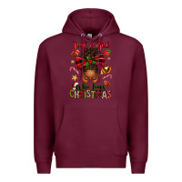 Burgundy just a girl who loves christmas afro messy bun Premium Hoodie - texasbilliewilder
