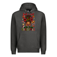 Charcoal Heather just a girl who loves christmas afro messy bun Premium Hoodie - texasbilliewilder