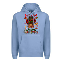 Colony Blue just a girl who loves christmas afro messy bun Premium Hoodie - texasbilliewilder