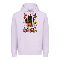 Lilac just a girl who loves christmas afro messy bun Premium Hoodie - texasbilliewilder