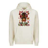 Oatmeal Heather just a girl who loves christmas afro messy bun Premium Hoodie - texasbilliewilder