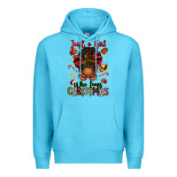 Ocean Blue just a girl who loves christmas afro messy bun Premium Hoodie - texasbilliewilder