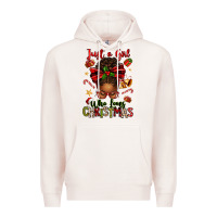 Pale Pink just a girl who loves christmas afro messy bun Premium Hoodie - texasbilliewilder