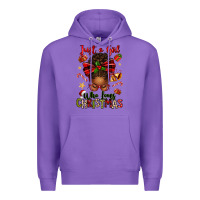 Purple just a girl who loves christmas afro messy bun Premium Hoodie - texasbilliewilder
