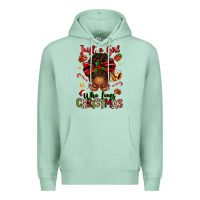 Seafoam just a girl who loves christmas afro messy bun Premium Hoodie - texasbilliewilder