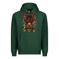 Sports Green just a girl who loves christmas afro messy bun Premium Hoodie - texasbilliewilder