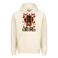 Just A Girl Who Loves Christmas Afro Messy Bun Premium Hoodie | Teevron