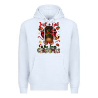 White just a girl who loves christmas afro messy bun Premium Hoodie - texasbilliewilder