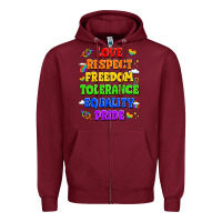 Burgundy love respect freedom tolerance equality pride Zipper Hoodie - LillyAllenDesigns