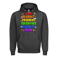 Charcoal Heather love respect freedom tolerance equality pride Zipper Hoodie - LillyAllenDesigns