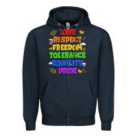 Navy love respect freedom tolerance equality pride Zipper Hoodie - LillyAllenDesigns