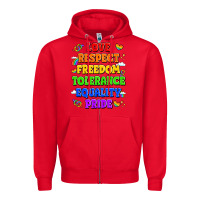Red love respect freedom tolerance equality pride Zipper Hoodie - LillyAllenDesigns