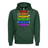 Sports Green love respect freedom tolerance equality pride Zipper Hoodie - LillyAllenDesigns