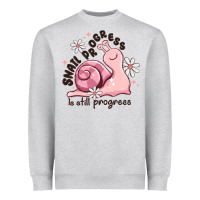 Heather Grey snail progress is stil progress Heavyweight Sweatshirt - MaliasSmallBusiness