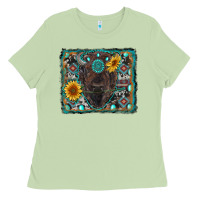 Matcha american bison wıth sunflower and gemstone Ladies Tee - RanaPortraitStore