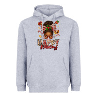Heather Grey happy holidays christmas afro messy bun Heavyweight Hoodie - texasbilliewilder
