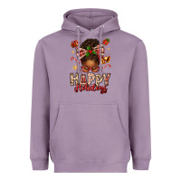 Lavender happy holidays christmas afro messy bun Heavyweight Hoodie - texasbilliewilder